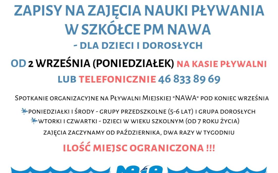 ZAPISY NA NAUKĘ PŁYWANIA W SZKÓŁCE PM NAWA