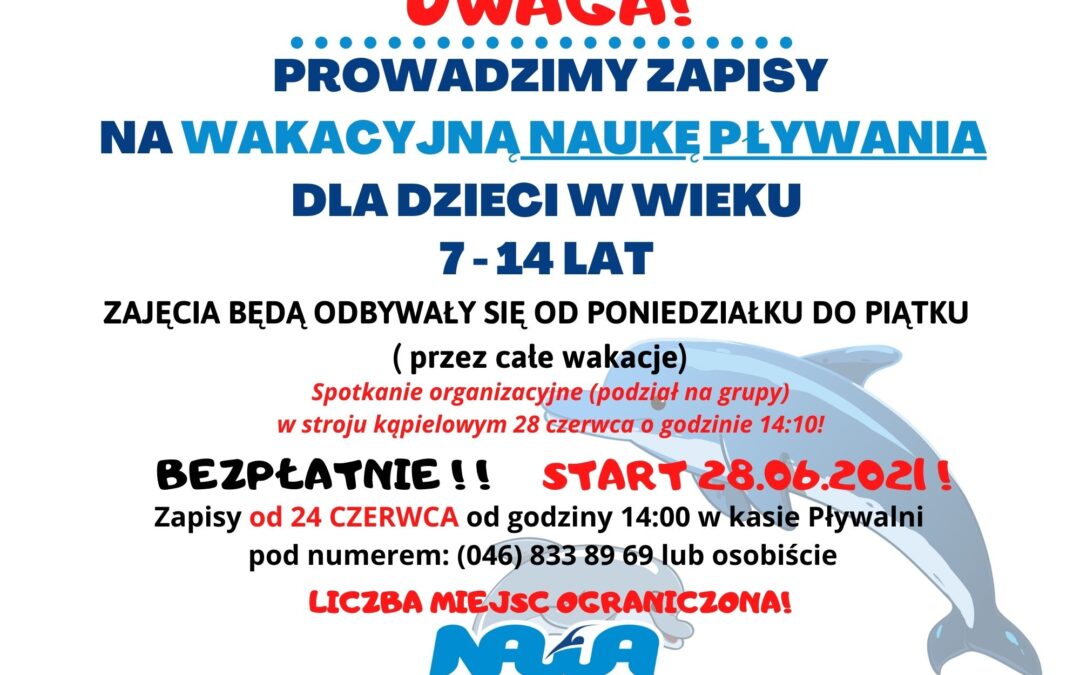 WAKACYJNA NAUKA PŁYWANIA !