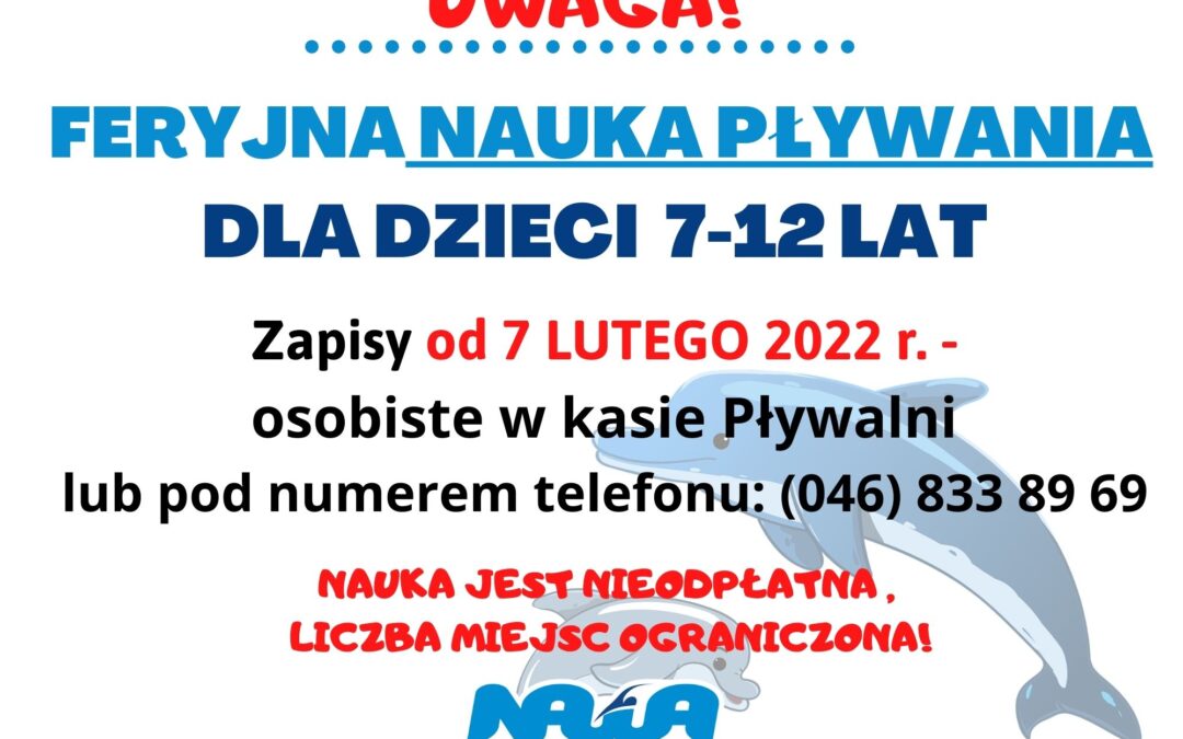 Feryjna grupowa nauka pływania dla dzieci!